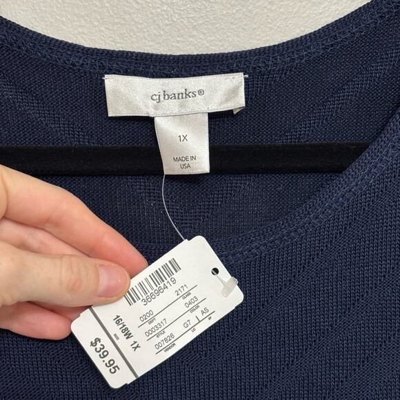 NWT C.J. Banks Sweater Tank in Navy Blue - Size 1X - Picture 3 of 5